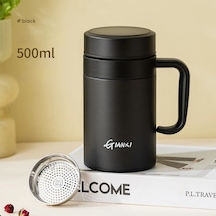 Kadın Saf Renk Muhtasar Büyük Kalibreli Termos Bardak Kış Büyük Siyah