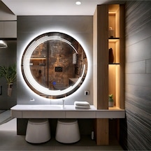 Nova Led'li Kumlamalı Lavabo & Banyo Aynası Dokunmatik Sensörlü 90 X 90 Beyaz