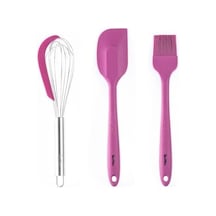 Vişne Renkli 3lü Silikon Spatula,fırça Ve Çırpıcı Seti Genel