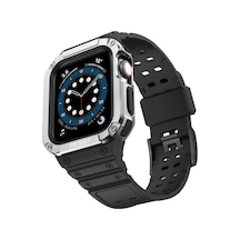 Newface - 233 - Apple Watch 42mm Kr401 Silikon Kordon - Edntrend - - Siyah-gümüş