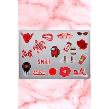Kırmızı Temalı Laptop Notebook Tablet Sticker Seti 18 Adet Diğer