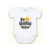 Babylimon Bir Gülüş Yeter Beyaz Kısa Kollu Çıtçıtlı Bebek Zıbını Beyaz - Bir Gülüş Yeter - 928161960 Beyaz - Bir Gülüş Yeter