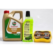 Castrol Edge DPF Motor Yağı 5W-40 4 L + Oto Şampuan 1000 ML + Yıkama Süngeri