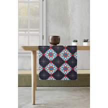 Masa Runner Yıkanabilir Sofra Masa Salon Mutfak Masası Sehpa Masa Runnerı 40X140 cm Luxury Siyah