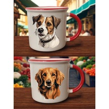 Sevimli Köpek Baskılı Ağzı Kırmızı Bardak - Erkek Arkadaşa Hediye, Bebek Hediyeler, Bebek Hediyesi Beyaz