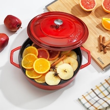 Schafer Guss Chef Döküm Basık Tencere 26 Cm Kırmızı