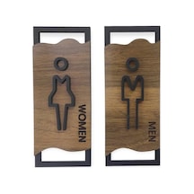 Caju Art & Decoration Ahşap Desenli Modern Erkek Kadın Wc Tuvalet Yönlendirme Levhası Ofis Iş Duvar Dekor Diğer