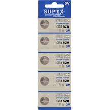 Supex Extra Long Battery CR1620 3V Lityum Düğme Pil 5'li
