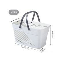 Teltree Büyük Kapasiteli Plastik Banyo Organizer Sepeti - Yüksek Kalın Kenarlar, Su Çıkarma Delikleri, Taşınabilir Kollü, Ev İçi Çeşitli Çeşitli Eşyalar İçin Büyük Beyaz Diğer