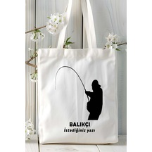 Art Hediye Balıkçı Baskılı Bez Omuz Çantası Kişiye Özel Model 8 Çok Renkli