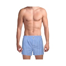 The Don Poplin Erkek Boxer Serin Mavi Çizgili Mavi