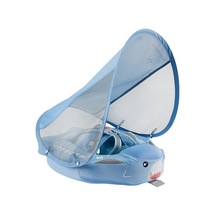 Mambobaby Yüzme Simidi - Blue Shark, Emniyetli, Gölgelikli Ve Ayak Destekli