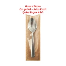 Kraft Ön Pencereli Çatal Kaşık Bıçak Kılıfı 100 Adet - 8cm X 24cm Tek Kullanımlık Kraft 8 X 27