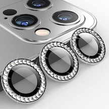 İphone 14 - İphone 14 Plus Uyumlu Taşlı Tasarımlı Kamera Lens Temperli Koruyucu