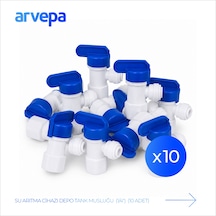 Arvepa Su Arıtma Cihazı 1/4" Depo Tank Musluğu 10 Adet - Geçmeli (Quick) Bağlantı