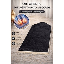 Ortopedik Diz Ağrıtmayan Kapitone Tasarım Hediyelik Çeyizlik Seccade 1cm Sünger 65 120 Ebat Siyah