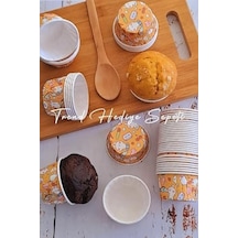 Cupcake Muffin Kalıbı, Kek Kapsülü, Tavşan Desenli 50'li Açık Gri