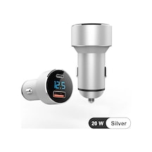 Silver Araç İçi Usb 3.0 Type C Soketli 20 Watt Çakmaklık Güç Adaptörü Tüm Cihazlar 12v-24v