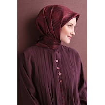 Armine Tivil Saf İpek Eşarp 9628 84 Bordo Siyah Çizgi Desen
