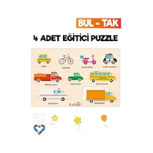Ahşap Çocuk Puzzle Hayvanlar Taşıtlar Meslekler Ve Meyveler 4 Adet