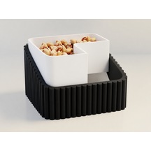 3d Baskı Fıstık Kasesi - Çift Hazneli Kabuk Ayırıcı Sunum Kasesi - Siyah Beyaz Diğer
