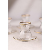 Astoria Gold Premium Çay Seti Koleksiyonu - Altın Yaldızlı Kristal Cam - 12 Parça 140cc Bardak Ve Tabak - El İşçiliği Detaylar - Çay Servisi Çok Renkli
