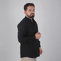 İkranur Hac Ve Umre İçin Gömlek Uzun Kollu Siyah Hakim Yaka Keten Görünümlü Terletmeyen %100 Pamuk Aksa Çok Renkli