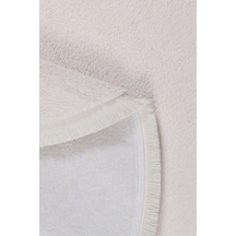 Valeryhome Vl Comfort Düz Saçaklı Peluş Düz Yolluk Ekru Oval Ekru Düz Saçak