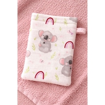 %100 Pamuk Bebek Kundak Banyo Havlusu Dışı Müslin İçi Havlu 75x75 Cm 0-24 Ay Pembe
