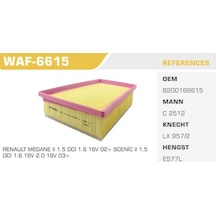 WINKEL WAF-6615 Hava Filtresi Megane II Scenic II 1.4 16V 1.6 16V 1.5 DCI 1.9 DCI