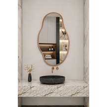 Ant Home Asimetrik Ayna Çerçeveli Ayna Duvar Aynası Konsol Aynası Banyo Aynası Çerçeveli Ayna Bronz