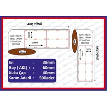 Raf Etiketi 60x38 500Sarım Kenardan Çeltikli