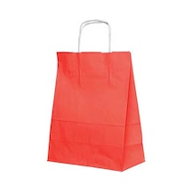 Burgu Saplı Kırmızı Kağıt Çanta 25x12x31 Cm - 25 Adet