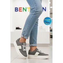 United Colors Of Benetton Gri Hafızalı Taban Keten Bağcıklı Kadın Sneaker Bnı-11241 Z