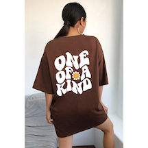 Unisex One Of A Kind Baskılı Tasarım Tshirt Kahverengi