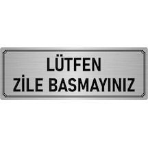 Metal Yönlendirme Levhası, Departman Kapı İsimliği  Lütfen Zile Basmayınız 7x20 cm Gümüş Renk