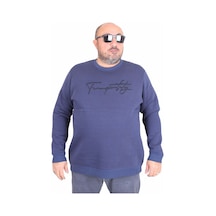 Moc Grande Mocgrande Erkek Büyük Beden Sıfır Yaka Sweat Twenty 24200 Indıgo Indigo