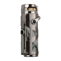Quantoro Tek Torch Pürmüz Delicili/iğneli Gümüş Metal Puro Çakmağı - Trz1180