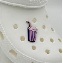 Crocs Terlik Süsü Ve Aksesuarı , Çanta Süsü Jibbitz Pipetli Çizgili Bardak 03 Görsel Figür Aksesuar Mor-pudra-siyah