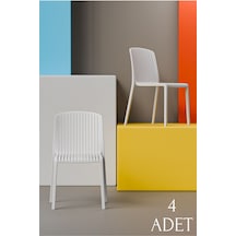 4'lü Still Cafe Kolsuz Sandalye Bahçe Balkon Teras Kafe Sandalyesi Beyaz