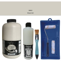 Mobilya Boyası-cadence Multisurface H-063 Vizon Gri 2lt Ultimate Parlak Vernik 500ml Saten Rulo Set Vizon Gri Vizon Gri