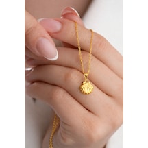 Çekirdekjewelry 925 Ayar Gümüş Gold İstiridye Kolye Sarı