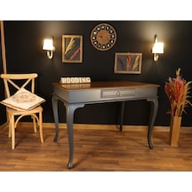 Wooding-Mobilya Wooding 120 Cm Çekmeceli Masif Antrasit Ceviz Çalışma Masası