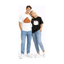 Nevermind Sevgili Kombini Eğlenceli Baskılı Çift Tişört Oversize Unisex Par Siyah - Beyaz