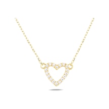 Kuyumcudukkani Zincirli"taşlı Kalp"figürlü Kolye-37151-g-w Gold