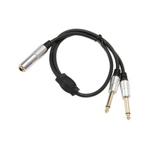 Tenfowee Alüminyum Kasa Ve Altın Kaplama 6.35mm Stereo Ses Ayırıcı Kablosu - 1 Adet Dişi 2 Adet Erkek Uçlu, 0.5m Uzunlukta, Mikser Ve Hoparlör İçin Uyumlu