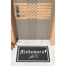 Rugmood Modern Dijtal Baskı Siyah Alohomora Kapı Önü Paspası