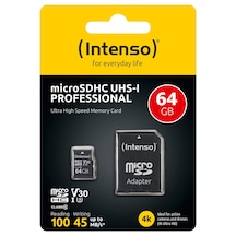 Intenso 64gb Microsdhc Uhs-ı Professıonal Class10 U3 V30 Ultra High Speed Memory Card 4k