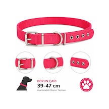 Köpek Boyun Tasması 39-47 Cm Dokuma Naylon Metal Tokalı D Halkalı Ayarlanabilir - Kırmızı Çok Renkli