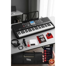 Midex Ps-1800bk-h 61 Tuşlu Kaliteli Org Dijital Ekranlı Kulaklık Çanta Notalık Adaptör Sticker Öğrenim Metodu